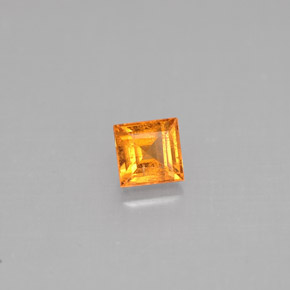 Grenat spessartite orange naturelle carré, 0,39 ct, VS