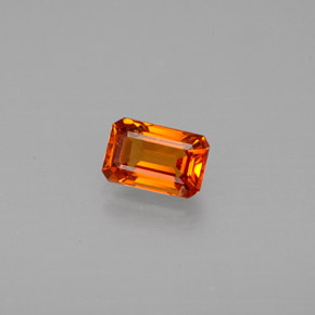 Grenat spessartite orange naturelle taille émeraude, 0,71 ct, VVS-VS