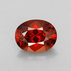 Grenat spessartite rouge naturelle coupe ovale, 2,01 ct, VVS-VS