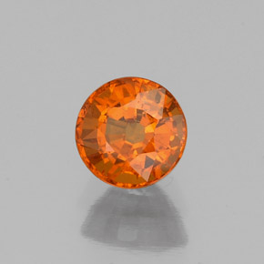 Grenat spessartite orange naturelle coupe roude, 0,83 ct, VS