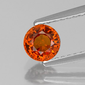 Grenat spessartite orange naturelle coupe roude, 0,76 ct, VVS-VS