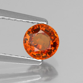 Grenat spessartite orange naturelle coupe roude, 0,76 ct, VVS-VS