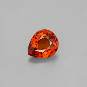 Grenat spessartite orange naturelle en forme de poire, 1,57 ct, VS