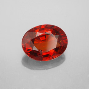 Grenat spessartite rouge naturelle coupe ovale, 3,36 ct, VS-SI
