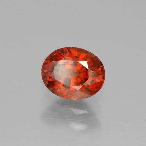 Grenat spessartite rouge naturelle coupe ovale, 1,22 ct, VVS-VS