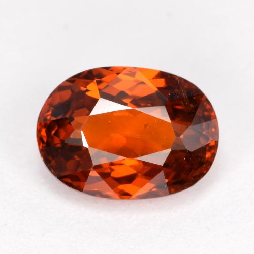 Grenat spessartite rouge naturelle coupe ovale, 1,59 ct, VS