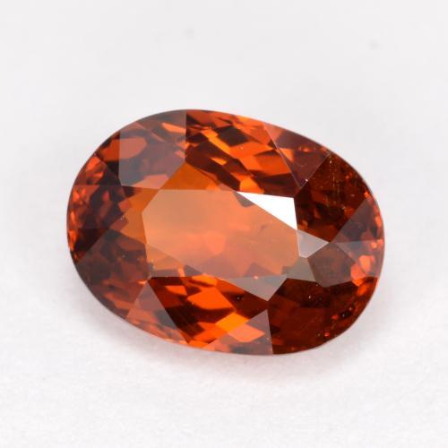 Grenat spessartite rouge naturelle coupe ovale, 1,59 ct, VS