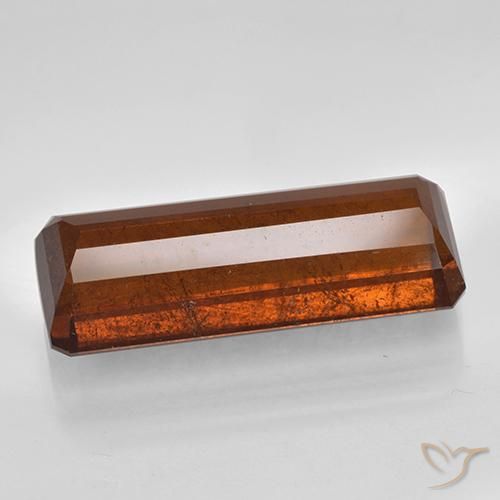 Grenat Spessartite Orange foncé Rouge naturelle Taille émeraude, 13.99 ct, SI