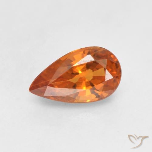 Grenat Spessartite Orange vif naturelle En forme de poire, 0.66 ct, VS
