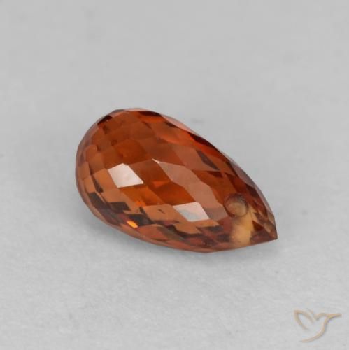 0.93ct Naturel Rouge ambré profond Grenat Spessartite, Briolette, VS