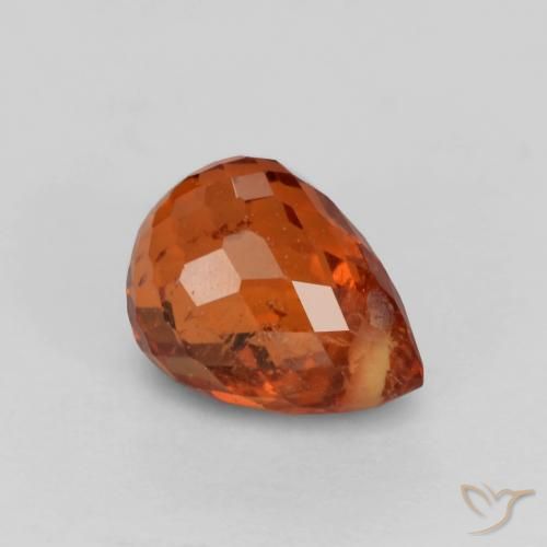 0.97ct Naturel Rouge ambré profond Grenat Spessartite, Briolette, VS-SI