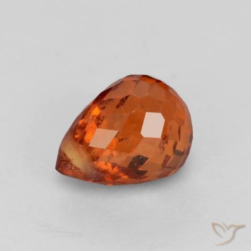 Grenat Spessartite Rouge ambré profond naturelle Briolette, 0.97 ct, VS-SI