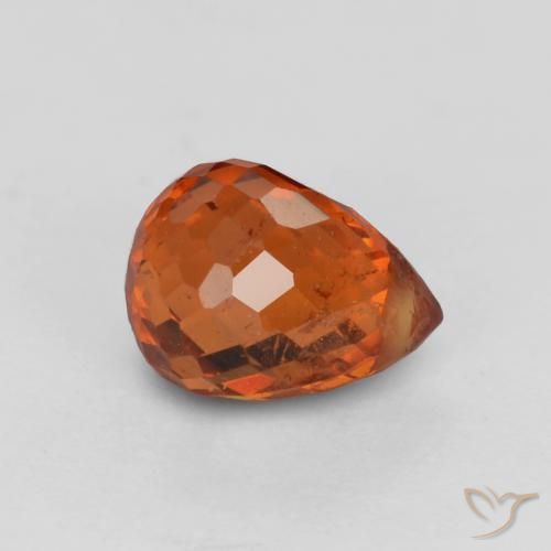 Grenat Spessartite Rouge ambré profond naturelle Briolette, 0.97 ct, VS-SI