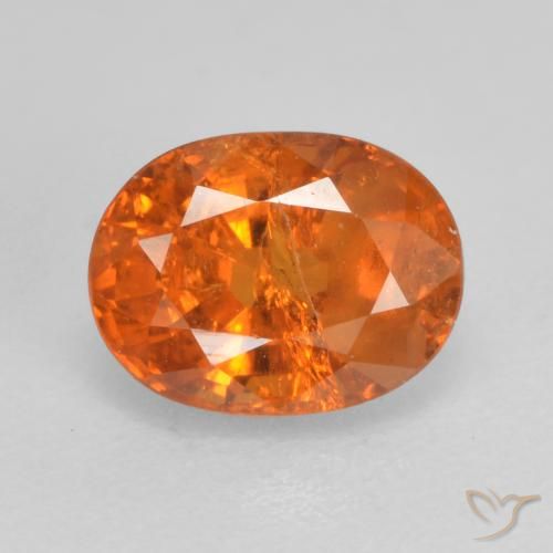 Grenat Spessartite Orange moyen naturelle Coupe ovale, 0.97 ct, SI