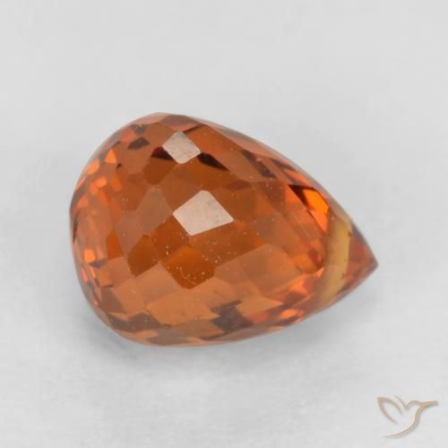 Grenat Spessartite Orange rougeâtre naturelle Briolette, 1.29 ct, VS