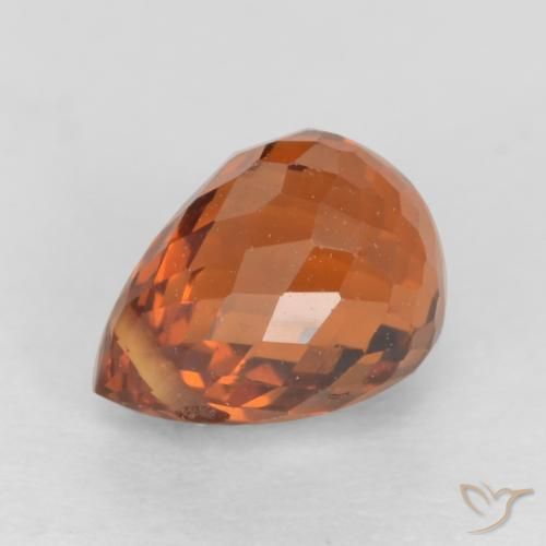Grenat Spessartite Orange rougeâtre naturelle Briolette, 1.29 ct, VS