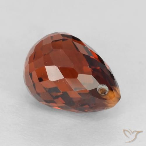 Grenat Spessartite Rouge feu naturelle Briolette, 1.65 ct, VS