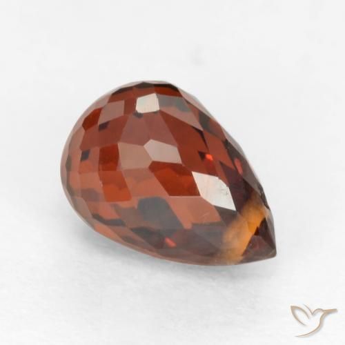 Grenat spessartite orange rouge intense naturelle briolette, 1,36 ct, VS