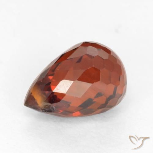Grenat spessartite orange rouge intense naturelle briolette, 1,36 ct, VS