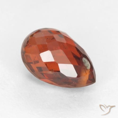 Grenat spessartite rouge naturelle briolette, 1,51 ct, VS