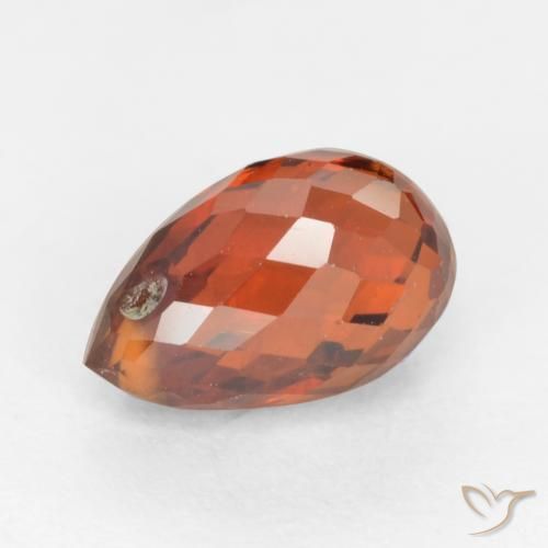 Grenat spessartite rouge naturelle briolette, 1,51 ct, VS