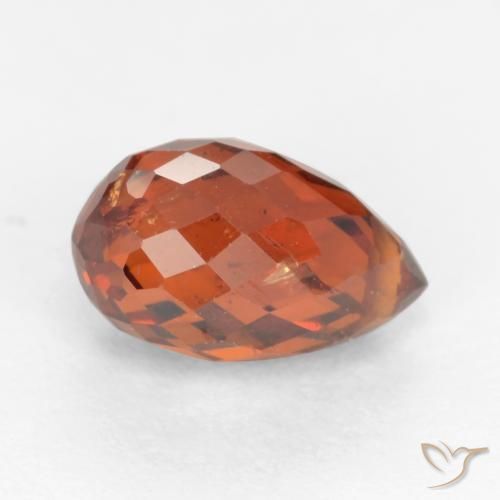 Grenat spessartite rouge naturelle briolette, 1,51 ct, VS