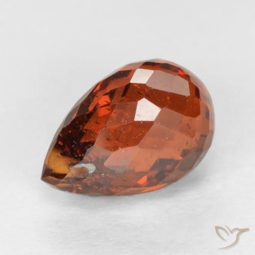 Grenat spessartite rouge naturelle briolette, 1,78 ct, SI