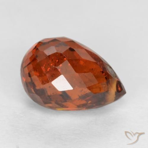 Grenat spessartite rouge naturelle briolette, 1,78 ct, SI