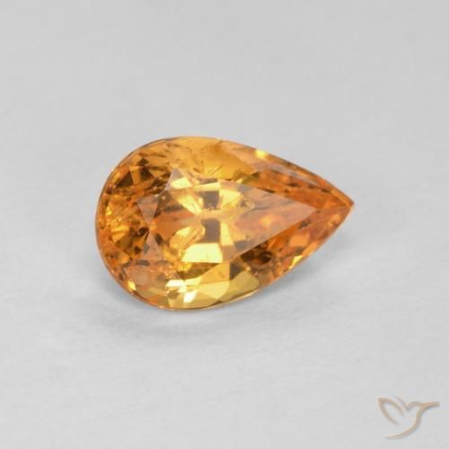 Grenat spessartite orange naturelle en forme de poire, 0,58 ct, VS-SI