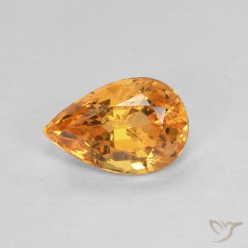 Grenat spessartite orange naturelle en forme de poire, 0,58 ct, VS-SI