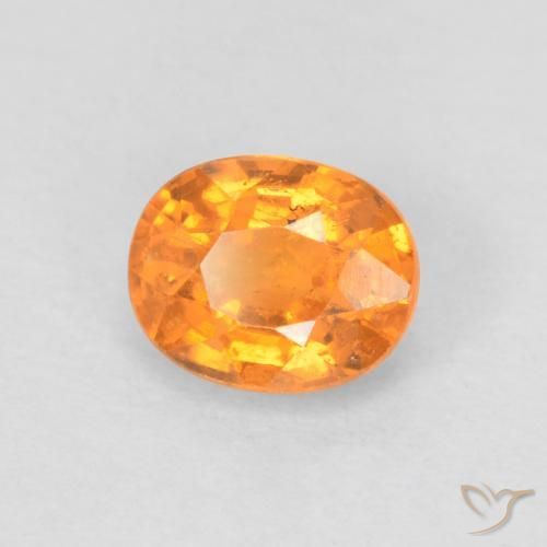 Grenat Spessartite Orange vif naturelle ovale, 0.58 ct, VS