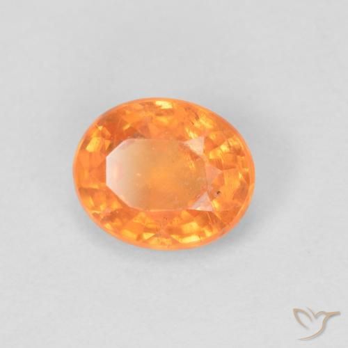 Grenat Spessartite Orange vif naturelle ovale, 0.49 ct, VS