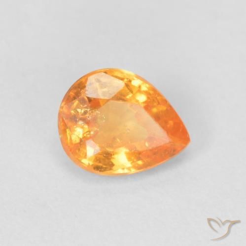 Grenat spessartite orange naturelle en forme de poire, 0,42 ct, VS