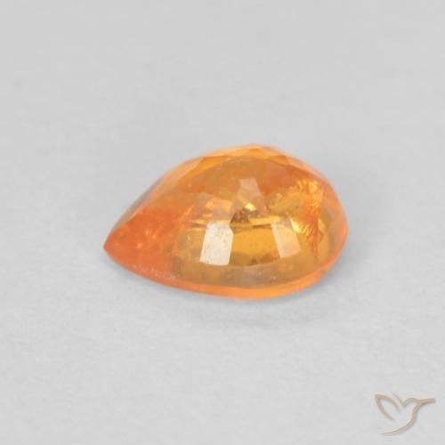 Grenat spessartite orange naturelle en forme de poire, 0,42 ct, VS