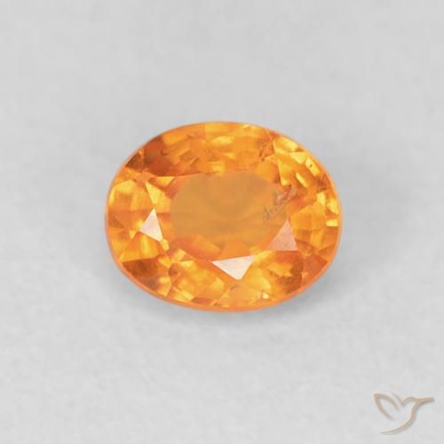 Grenat Spessartite Orange vif naturelle ovale, 0.53 ct, VS