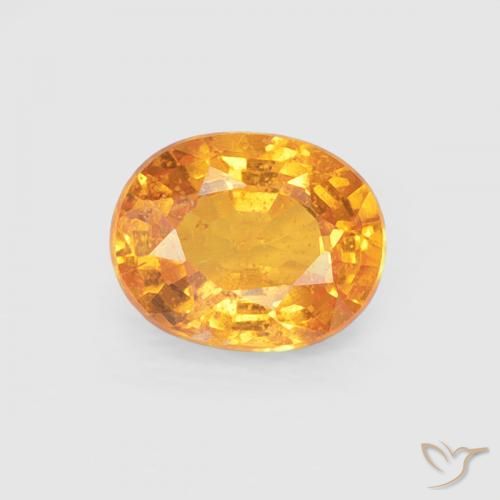 Grenat Spessartite Abricot orange naturelle ovale, 0.57 ct, VS
