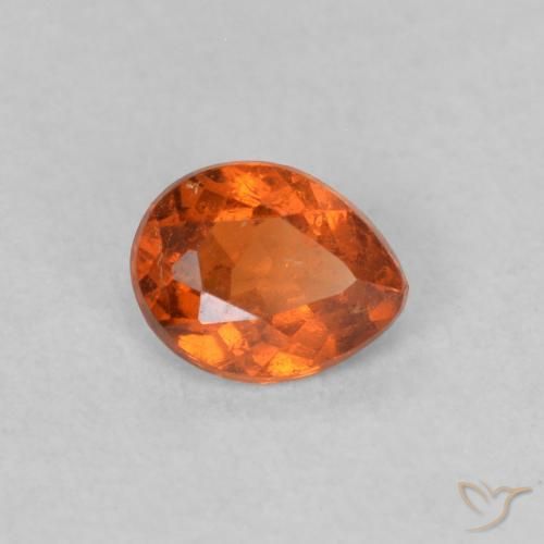 Grenat Spessartite Orange foncé naturelle En forme de poire, 0.39 ct, SI
