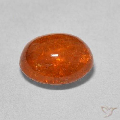 Grenat Spessartite Orange moyen naturelle ovale, 4.38 ct, Transparent