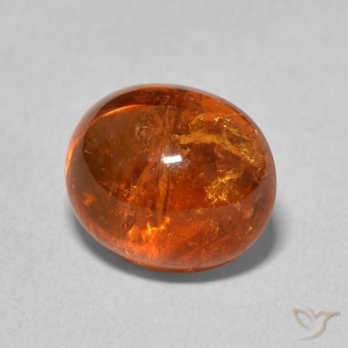 Grenat Spessartite Orange feu naturelle ovale, 4.92 ct, Transparent
