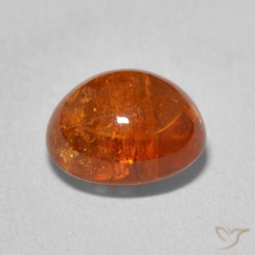 Grenat Spessartite Orange feu naturelle ovale, 4.92 ct, Transparent