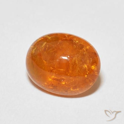 Grenat Spessartite Orange vif naturelle ovale, 5.25 ct, Transparent