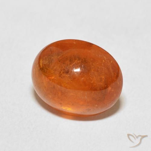 Grenat Spessartite Orange rougeâtre naturelle ovale, 5.83 ct, Transparent
