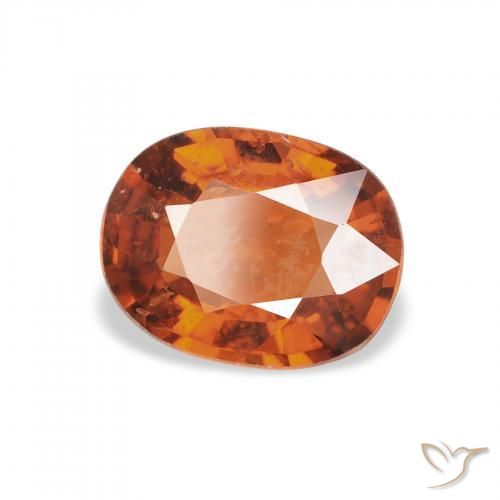 Grenat Spessartite Medium Dark-Orange naturelle ovale, 1.44 ct, VS-SI