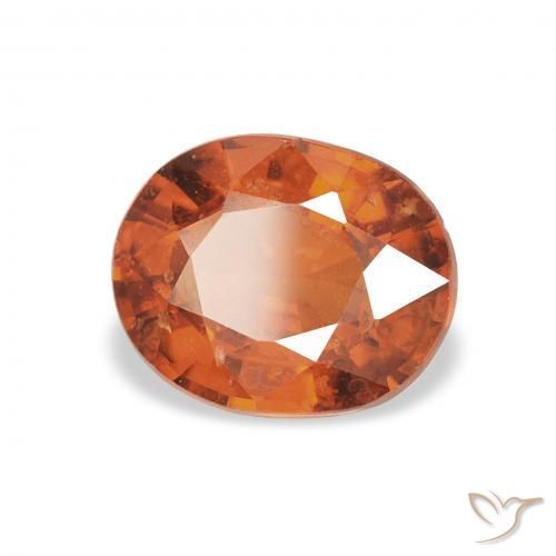 Grenat Spessartite Medium Dark-Orange naturelle ovale, 1.28 ct, VS-SI
