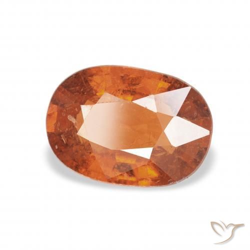 Grenat Spessartite Medium Dark-Orange naturelle ovale, 1.34 ct, VS-SI