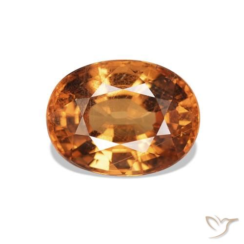 Grenat Spessartite Medium Dark-Orange naturelle ovale, 2.07 ct, VVS-VS