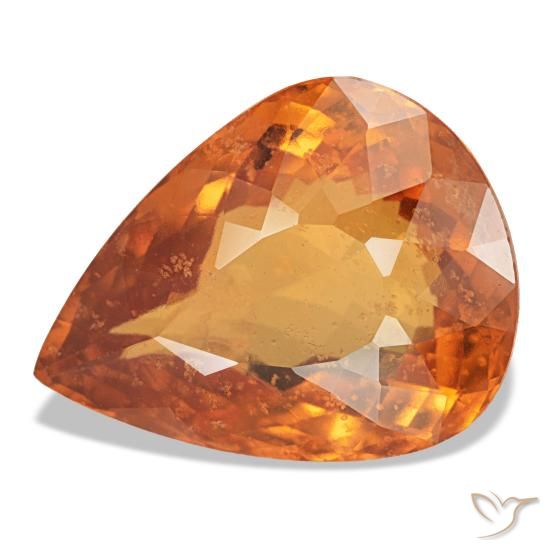 Grenat spessartite orange naturelle en forme de poire, 7,66 ct, VS