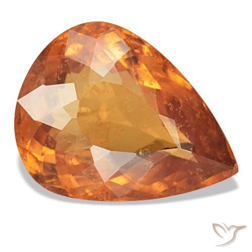 Grenat spessartite orange naturelle en forme de poire, 7,66 ct, VS