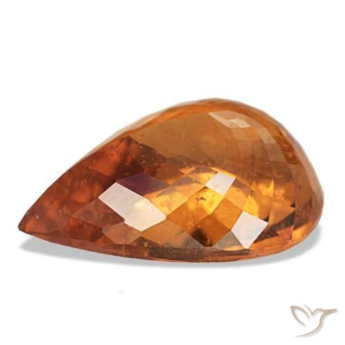 Grenat spessartite orange naturelle en forme de poire, 7,66 ct, VS