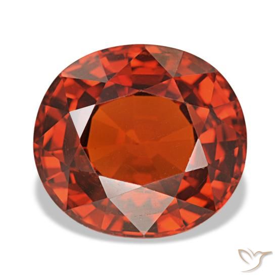 Grenat spessartite rouge naturelle coupe ovale, 4,35 ct, VVS-VS